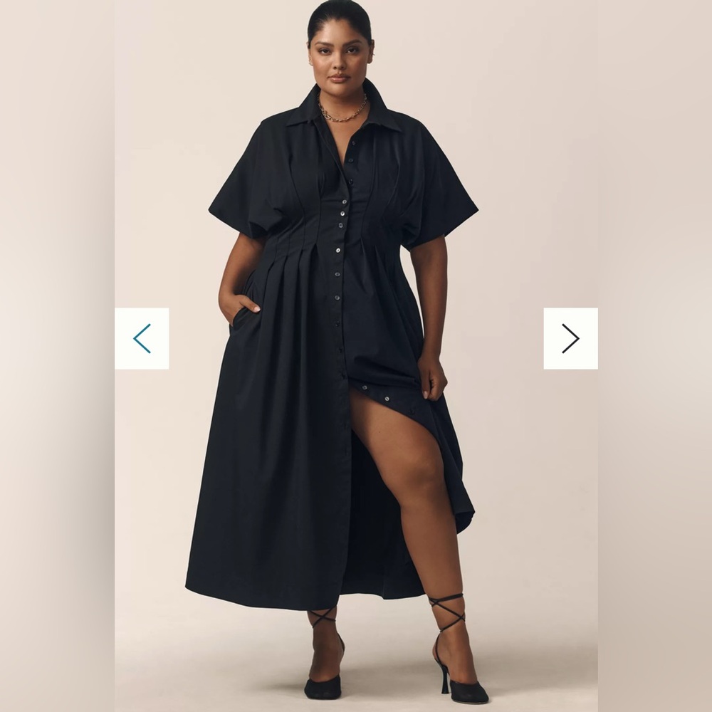 Anthropologie Black Tobie Button-Front Dress